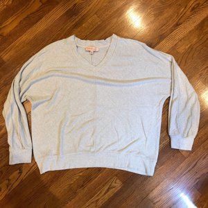 Philosophy Women's Gray V Neck Sweater Sz Large Loose Banded Waist & Cuffs